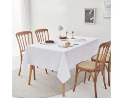 Elegant White Dirt-Repellent Christmas Tablecloth 350x150 cm - Water Resistant for 18 Places - Outdoor Indoor Use