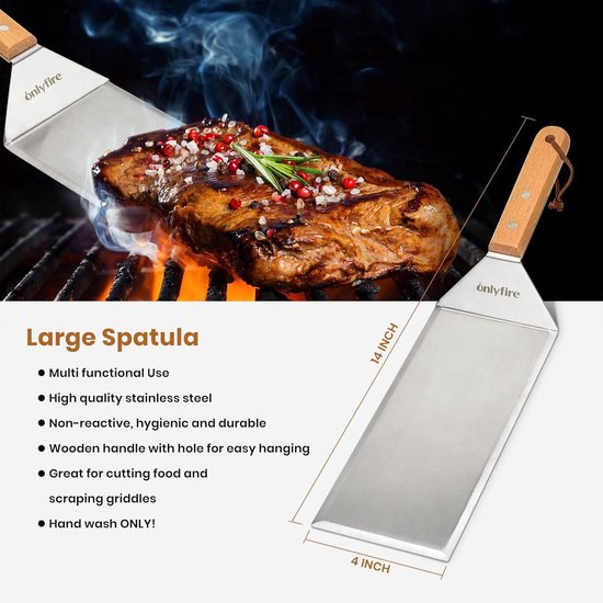 Grillbestekset, 19-delige grillset met barbecue-accessoires met hamburgerpers, grillspatel, roestvrij staal, hamburgerbel, Smash Burgerset, plancha-accessoires voor grillen, teppanyaki en blackstone