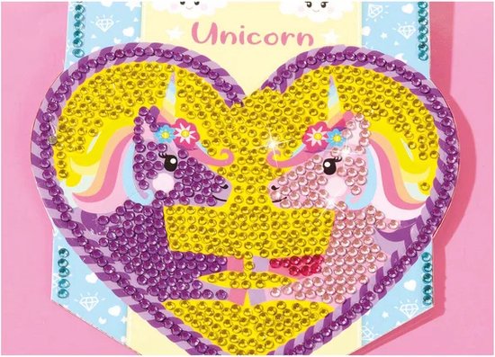 Totum Unicorn knutselset diamond painting - feest vlaggenslinger kaarten maken incl. 2500+ strass steentjes knutselen