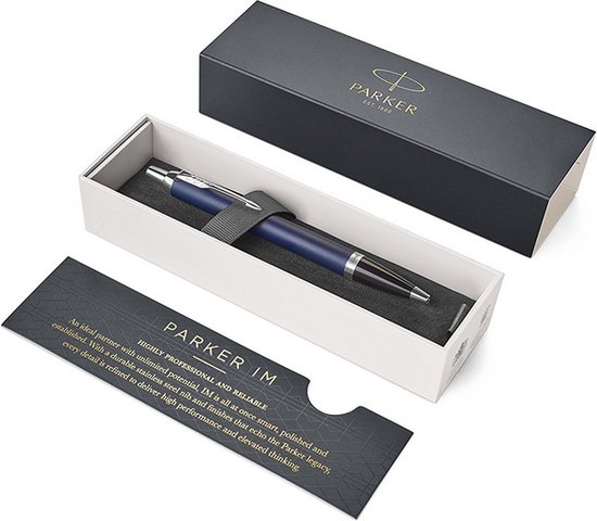 Parker IM-balpen | Matblauw | Medium punt met blauwe inkt | met Geschenkdoos