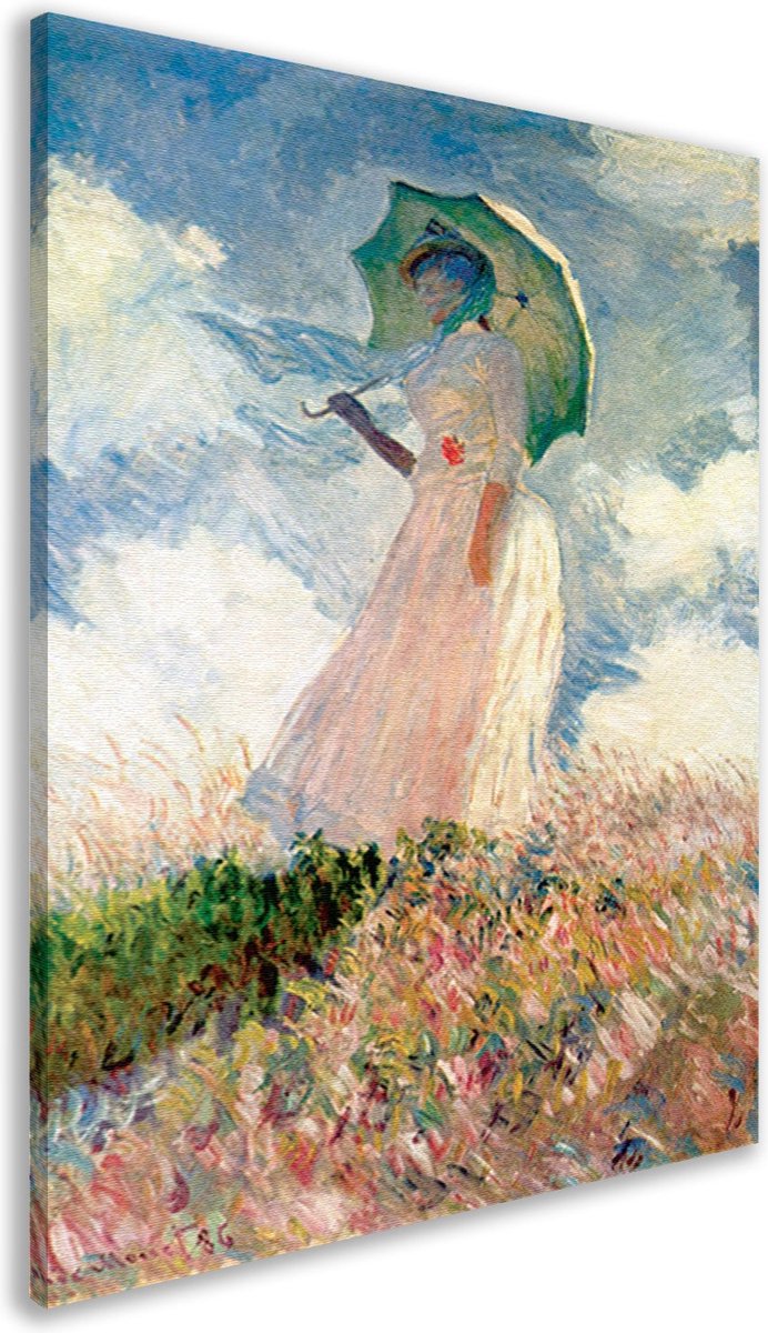 Vrouw met parasol - Claude Monet schilderij - Vrouw wanddecoratie - Schilderijen canvas Fi