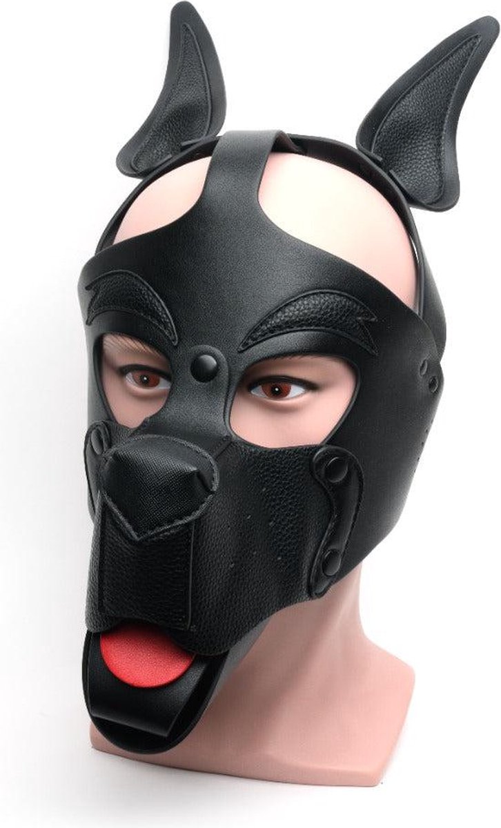 Goedkoopste 665 - Hood - Puppy Play Masker - PU Leer - One Size - Zwart - Playful Pup Hood All Black
