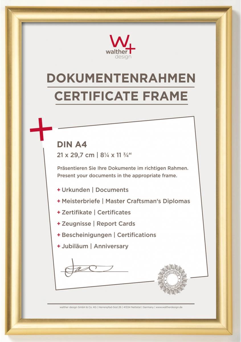 Walther Trendstyle - Kunststof lijst - Fotoformaat 21x29.7 cm - Goud