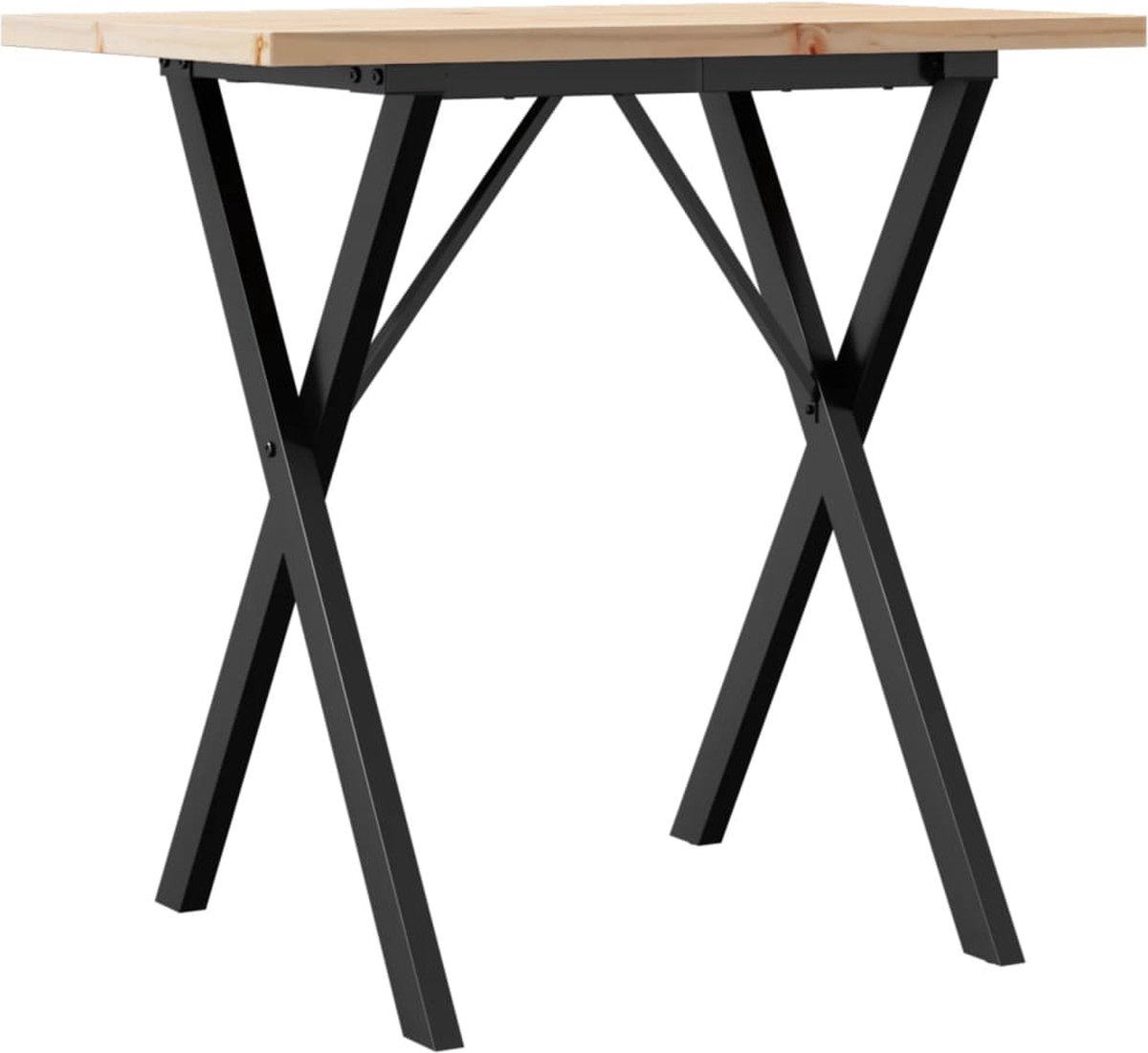 vidaXL Eettafel - X-frame - 80x50x75,5 - cm - massief - grenenhout - en - staal Bruin