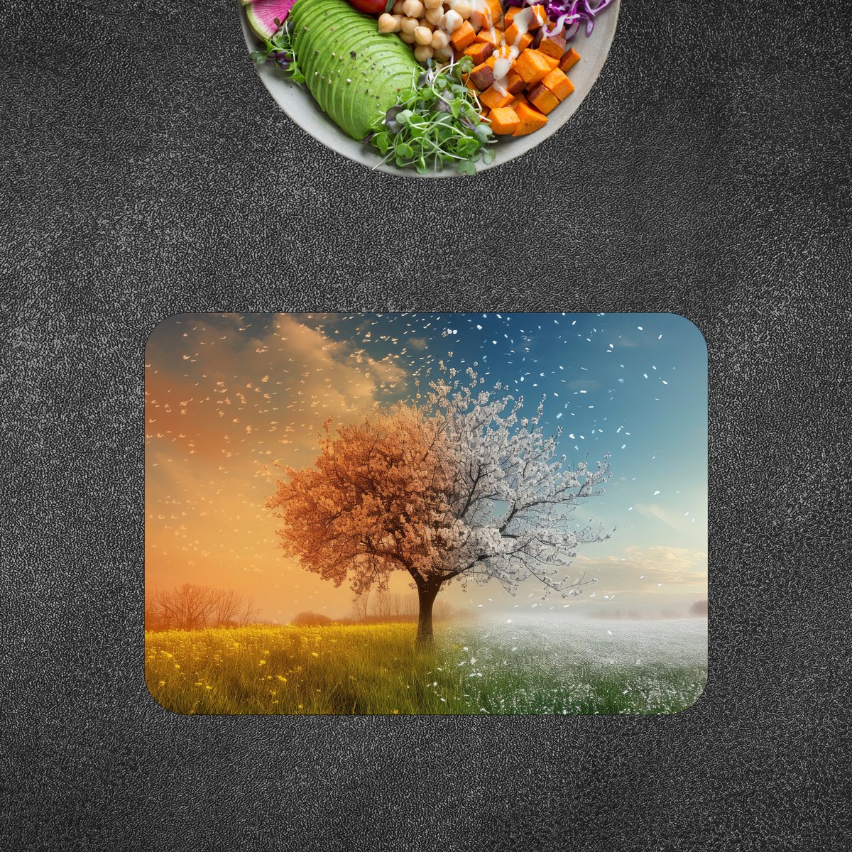 Luxe Placemat - Boom in Alle Seizoenen - Lente - Zomer - Herfst - Winter - Set van 6 Placemats - 35x25 cm - 2 mm dik Vinyl - Anti Slip - Afneembaar — cadeau in Wonen & Interieur - foto 3
