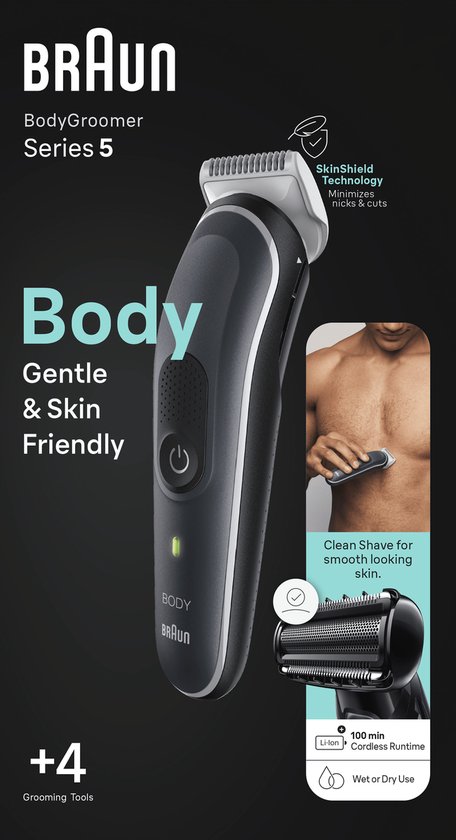 Foto: Braun bodygroomer series 5 bg5360 voor heren zorgvuldige manscaping voor het hele lichaam