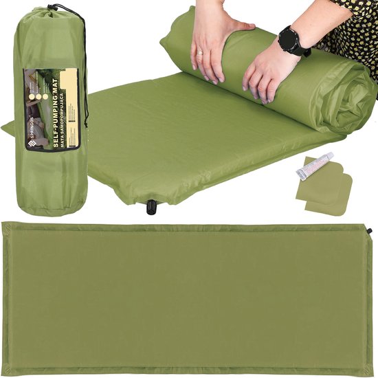 Springos Slaapmat | Zelfopblazend | Inclusief Hoes | Groen | 180 Cm — afbeelding 5