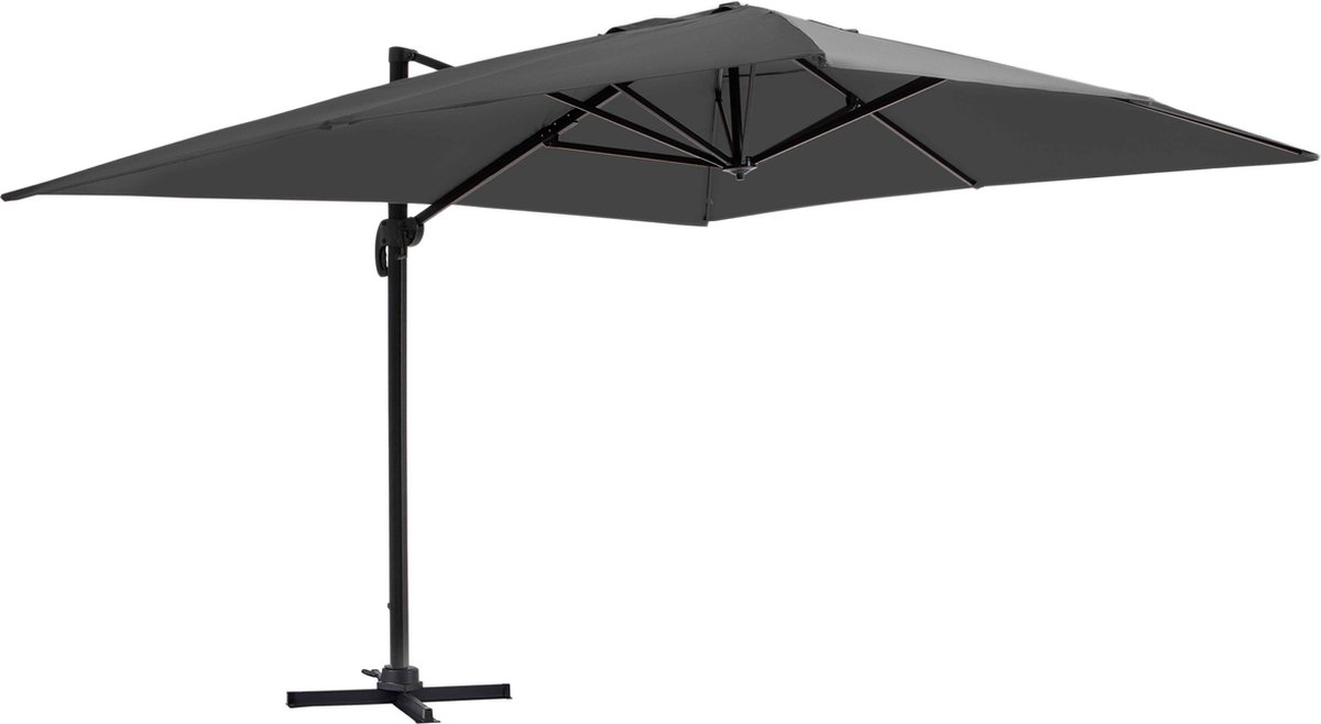 Oviala - Verstelbare parasol van 3x4m in antracietgrijs aluminium - Caserta