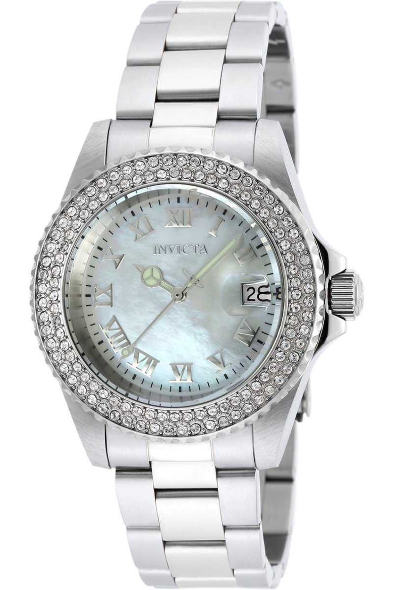 Invicta Angel 19873 Dames Horloge - Waterdicht - Analoog - Quartz Uurwerk - Roestvrij Staal met parelmoeren Wijzerplaat - 40mm