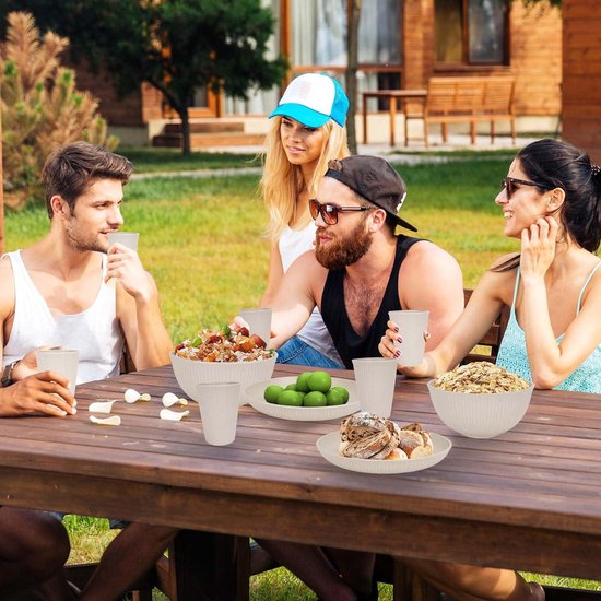 Campingservies Sets voor 6 Personen - Campingserviesset - Campingbord en Kommen Set - Herbruikbaar Servies - Magnetron en Vaatwasmachinebestendig - Camping Picknick Home Party Diner Set - 16 stuks Borden 8 stuks Kommen 8 borden set 6 person — afbeelding 3