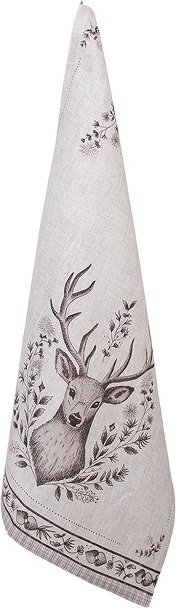 Clayre & Eef Theedoek 50x70 cm Beige Katoen Hert