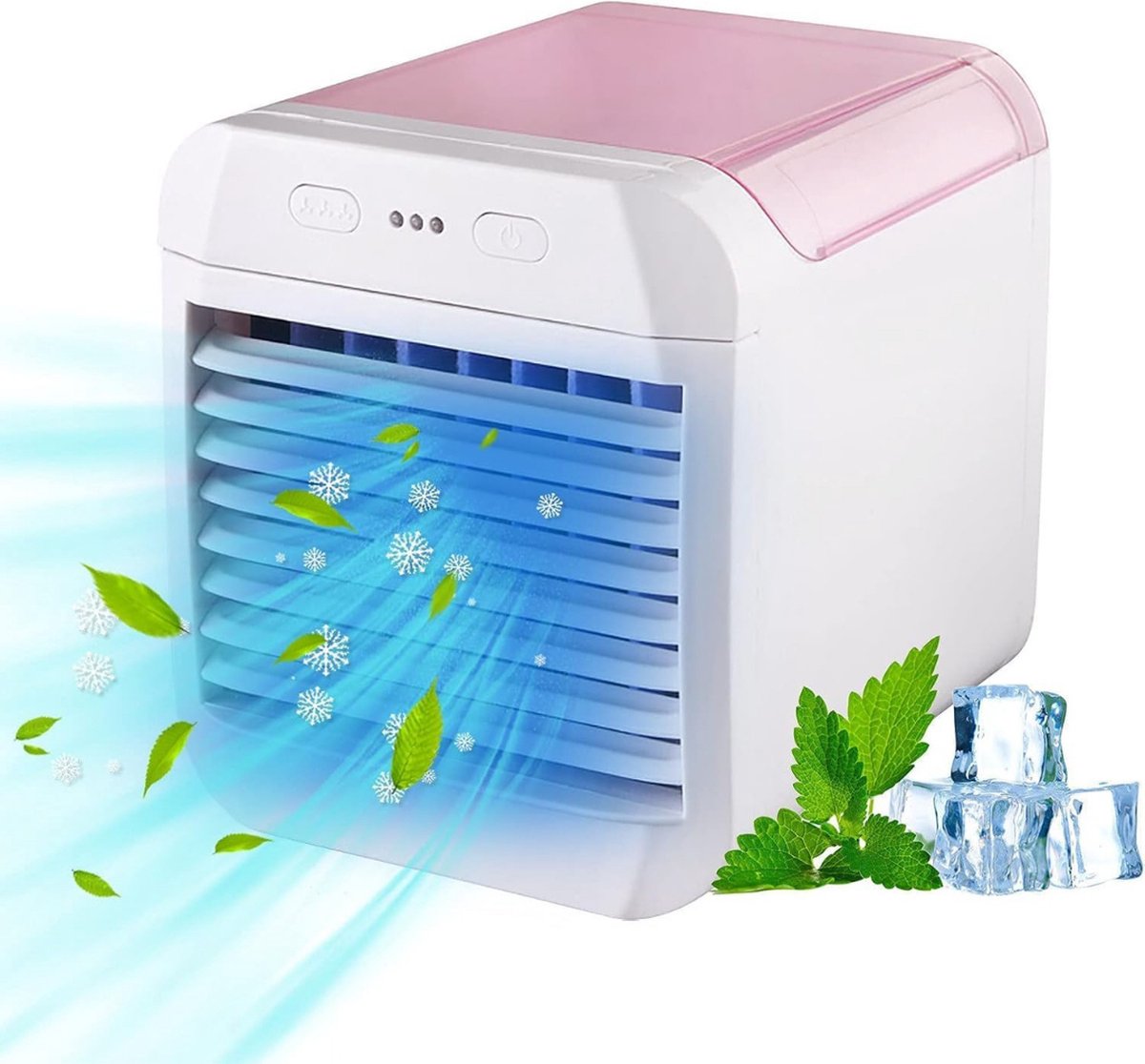 Mobiele Airco Zonder Afvoer - Mobiele Aircooler Draagbaar - Mobiele Airco voor Slaapkamer met 3 snelheden- Wit en Roze