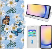 Coque adaptée au Samsung Galaxy A25 Bookcase avec imprimé Fleurs et Papillon