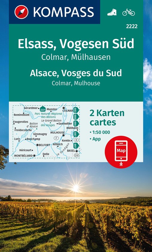 Kompass Wanderkarten - Kompass WK2222 Elsass, Vogesen Süd, Elzas, Vogezen Zuid