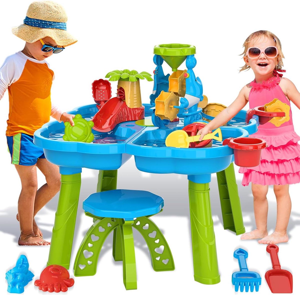 Zand & Water Tafel Blauw 4 Bladeren Speeltafel voor Buiten Spelen watertafel