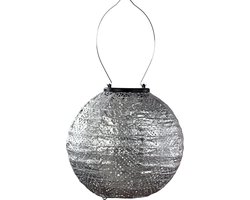 Lumiz Solar Buitenlamp – Buitenverlichting – Lampion – Solar Tuinverlichting – Topaze Rond – 20 cm – Zilver