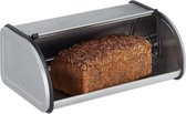 Stainless steel lunch box with sliding lid - HBD: approx. 13.5 x 33.5 x 20.5 cm - space-saving small bread box in silver color