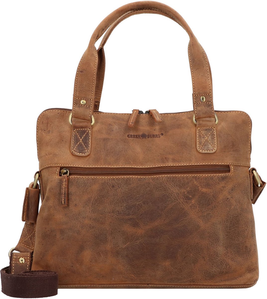 Greenburry Vintage aktetas Leer 37 cm Laptopcompartiment - 34cm (14 duim) - braun