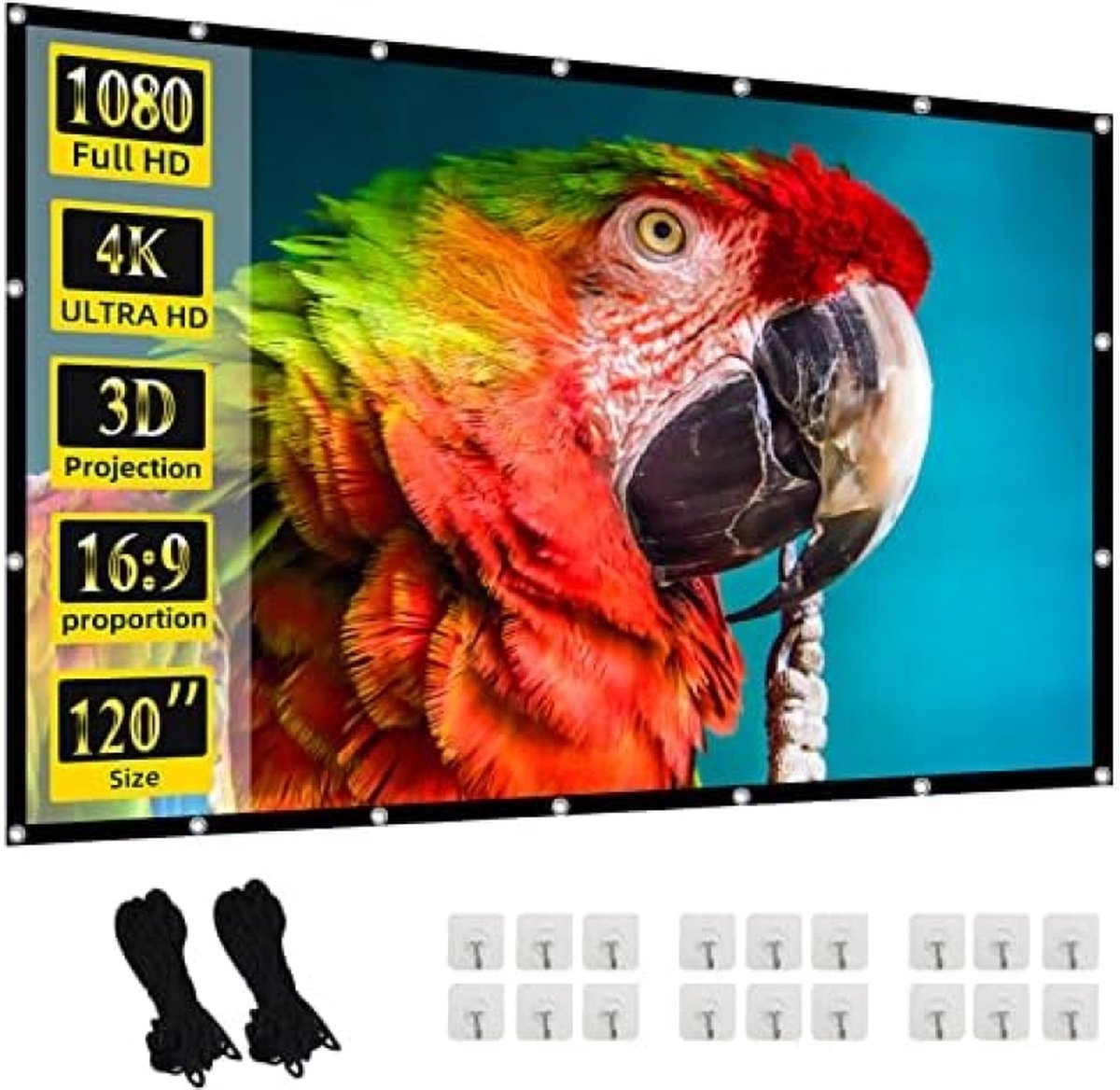 Projectiescherm,120 inch 16:9 opvouwbaar anti-vouw filmscherm voor thuis, kantoor, feest, klaslokaal, outdoor indoor films