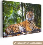 OneMillionCanvasses - Toile - Tigre - Arbres - Feuilles - Décoration murale - 120x80 cm - Toile - Peintures sur toile