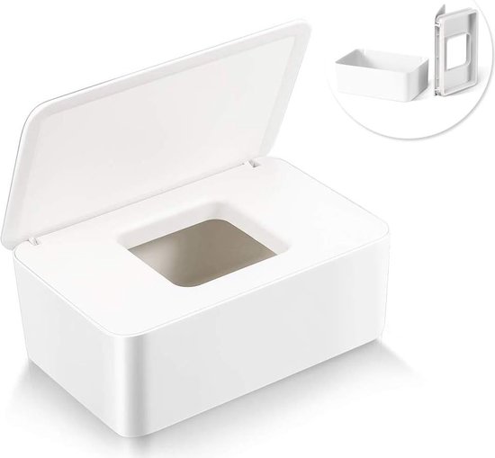 1 x vochtige doekjesbox en 1 stuk vochtige doekjes-tasset, babyvochtige doekjes, opbergdoos, vochtige papieren doos met deksel, dispenser voor vochtige doekjes, dispenserhouder met deksel voor thuis