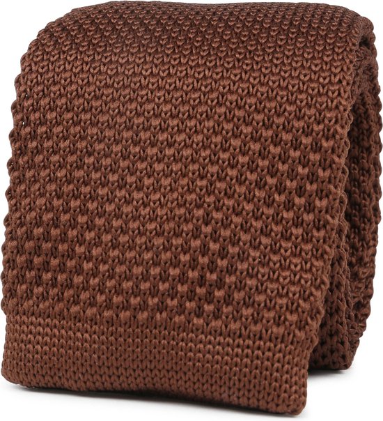 Suitable - Knitted Stropdas Bruin TK-06 - Luxe heren das van 100% Polyester - Effen