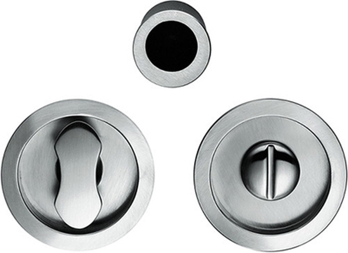 Schuifdeur toiletrozet Colombo Design - Rond - Kleur Chroom mat - Diameter 57 mm