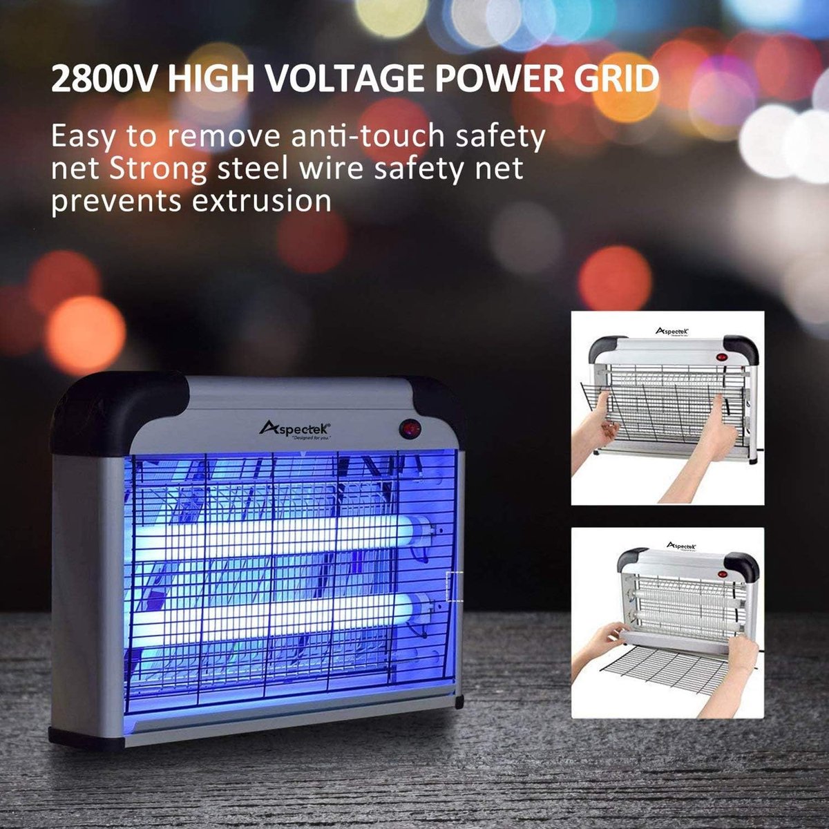 GuKKK Anti-muggenlamp, 20 W, 3500 V, UV, elektrische insectendoder, waterdicht, elektrisch, muggenval, insectenvernietiger, effectief, bereik 80 m²