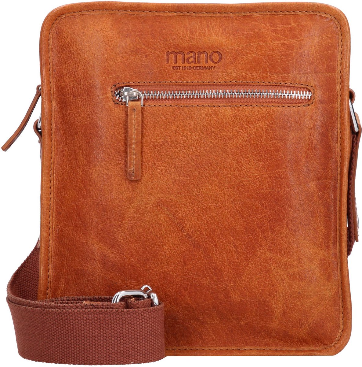 mano Leren Schoudertas Don Pietro Bristol Crossover Bag Cognac Bruine