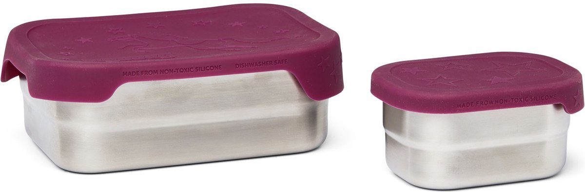ergobag Lunchdoos Edelstahl-Brotdose Pferdestar Zilverkleurig Paars