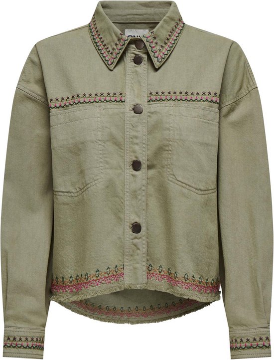 Only Jas Onlprime L/s Emb Shacket Pnt 15322859 Aloe/multicolor Dames Maat - XS