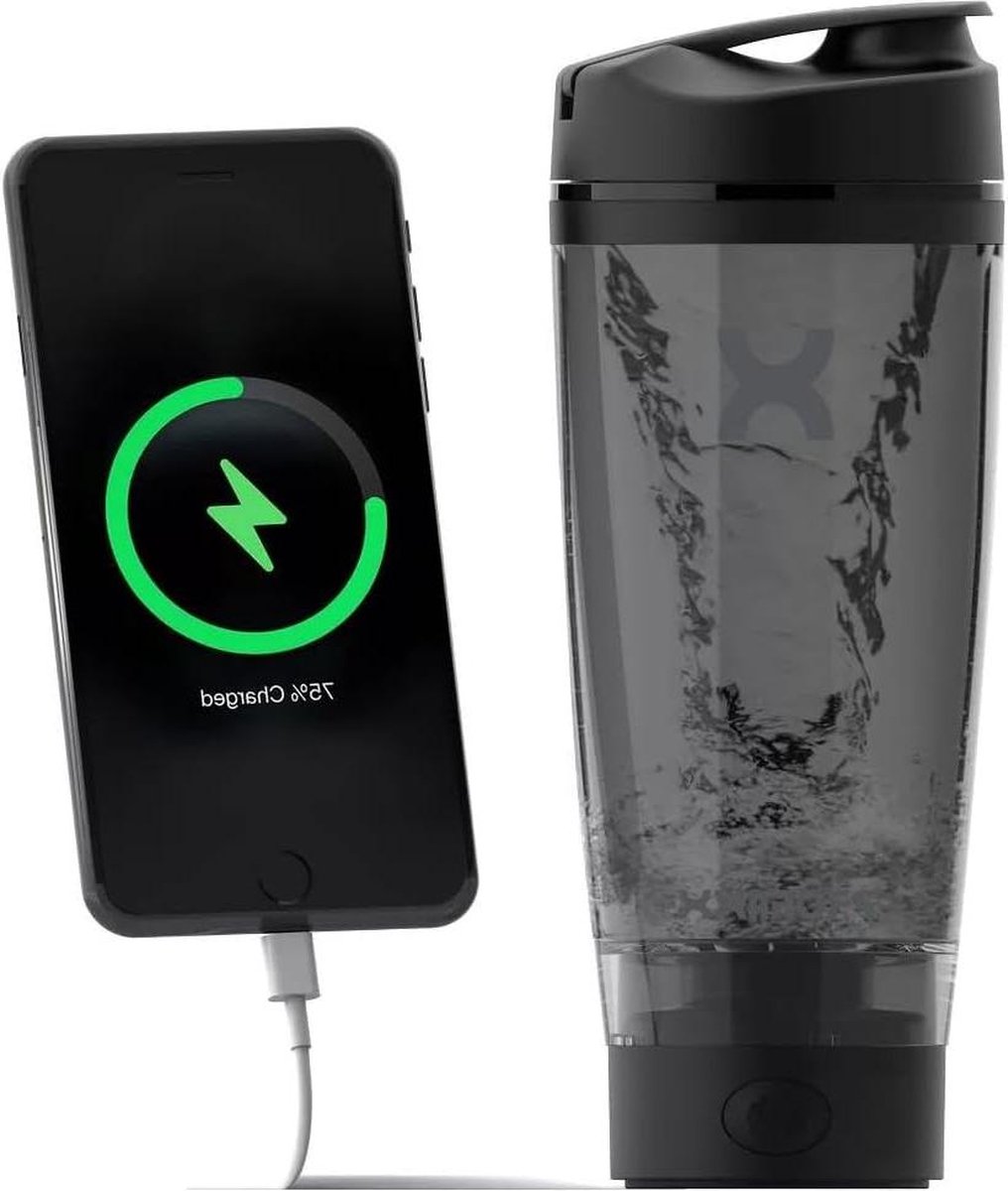 Goedkoopste Charge Shaker Bottle - Apparaatlaadvortex Mixer - Supplementopslag - Eenvoudig te reinigen - Tritan Cup - 600 ml Zwart