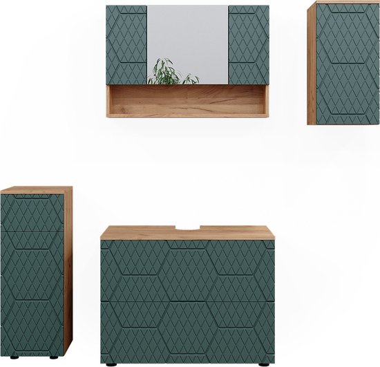 Vicco Badkamermeubel Set Antraciet Hoogglans 3 Delen, Met Ladeblok En Midi Element Irma