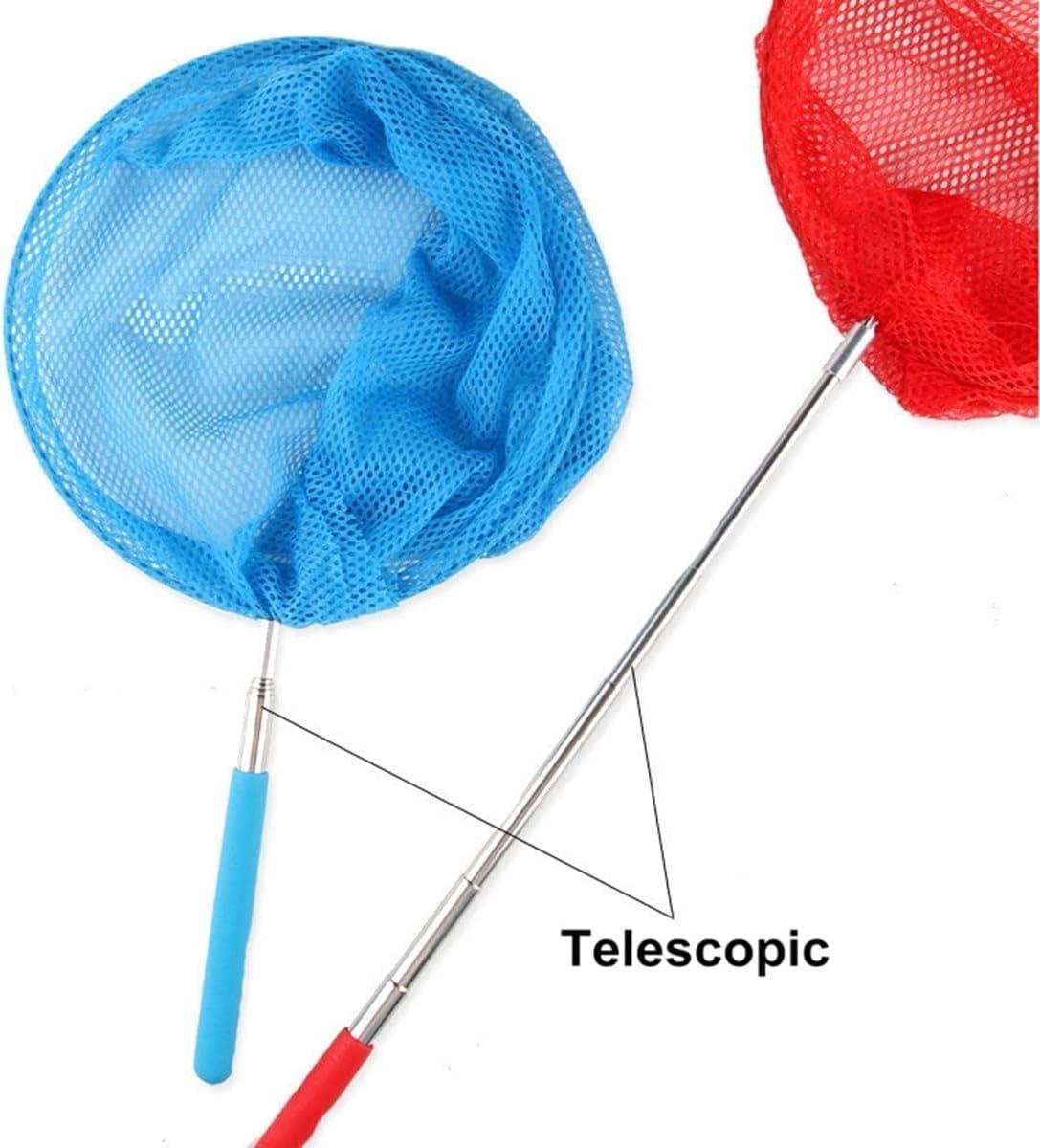 Jeinbuil Telescopisch schepnet voor kinderen, vlindermotief, lengte 66 cm tot 145 cm, voor het vangen van insecten, vissen, vijver, zwembad, tuin, strand, 1 stuk