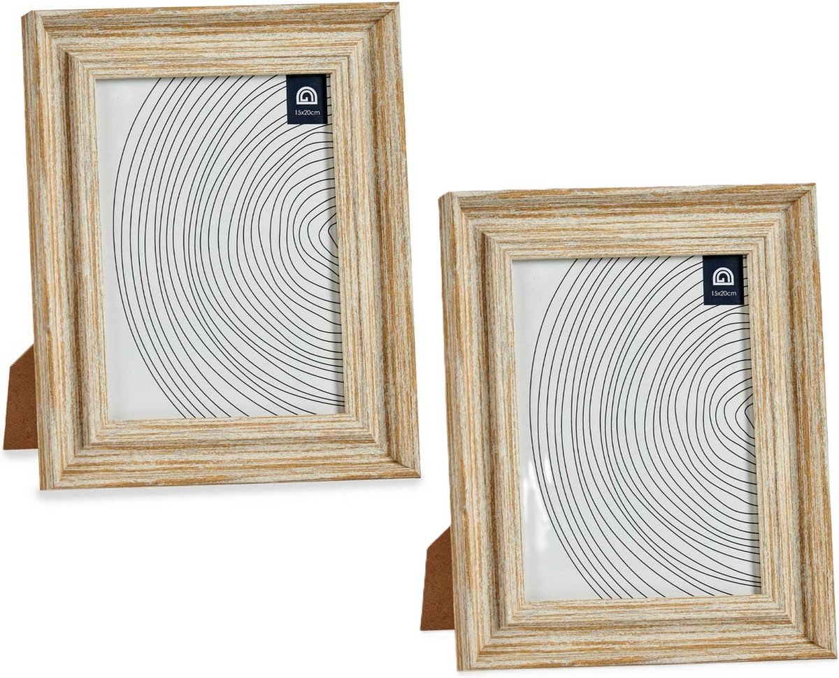 Giftdecor Fotolijstje voor een 15 x 20 cm foto - 2x - licht hout - frame 21 x 26 cm Lichtbruin