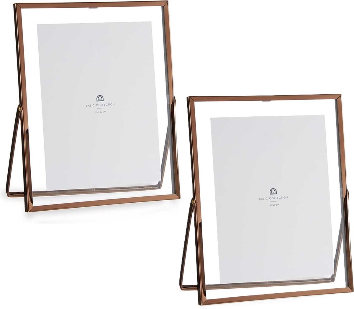 Giftdecor Fotolijstje voor 15 x 20 cm foto - 2x - koper - metaal - Modern - frame 20 x 25 cm