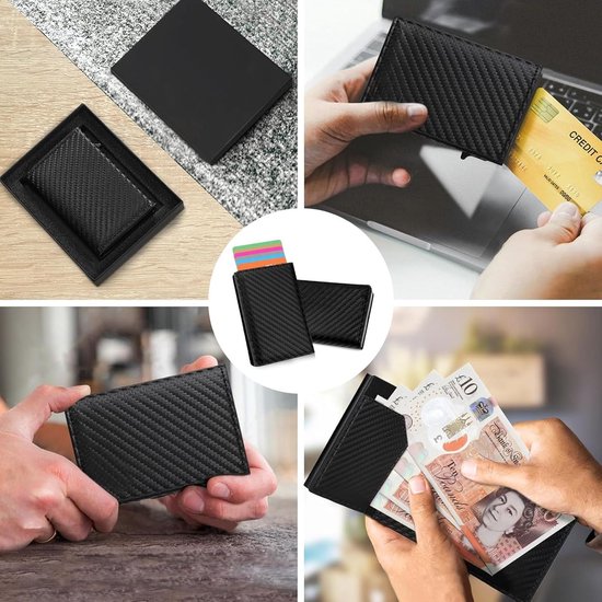 TOYFID Kaarthouder Pop Up voor Mannen Creditcard Slanke Lederen Minimalistische Portemonnee RFID Blokkering Bescherming Tot 9 Kaarten Case Business Automatische Flick Money Clip Pocket, Bruin-single