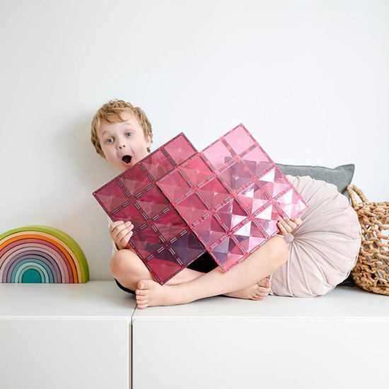 CONNETIX - Magnetisch Tegels - Pastel Roze en Bessen Basisplaat Pakket - 2 Stuks - Magnetisch Speelgoed