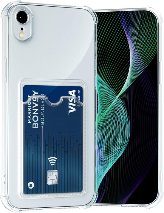Telefoonhoesje Anti-Shock Pasjeshouder Geschikt voor Apple iPhone X / XS met Camera bescherming - Ruimte voor pasje - TPU Silicone - FuturiQ - Transparant