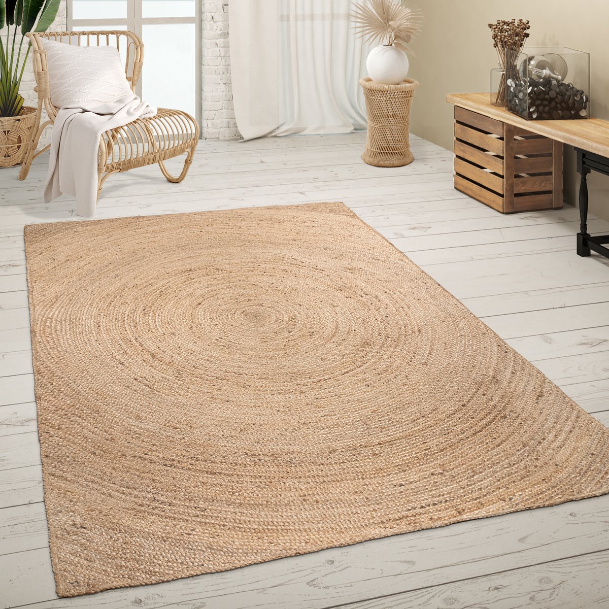 Paco Home Vloerkleed Woonkamer Natuurvezel Jute Handgemaakt Abstract Modern Patroon 120x170 cm