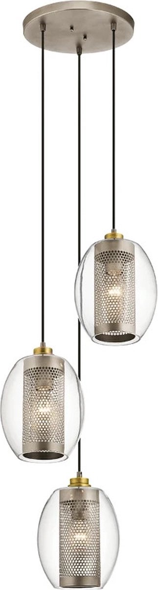 Kichler LED Hanglamp Asher II | 3X E27 Max 60W | Dimbaar | Antique Pewter