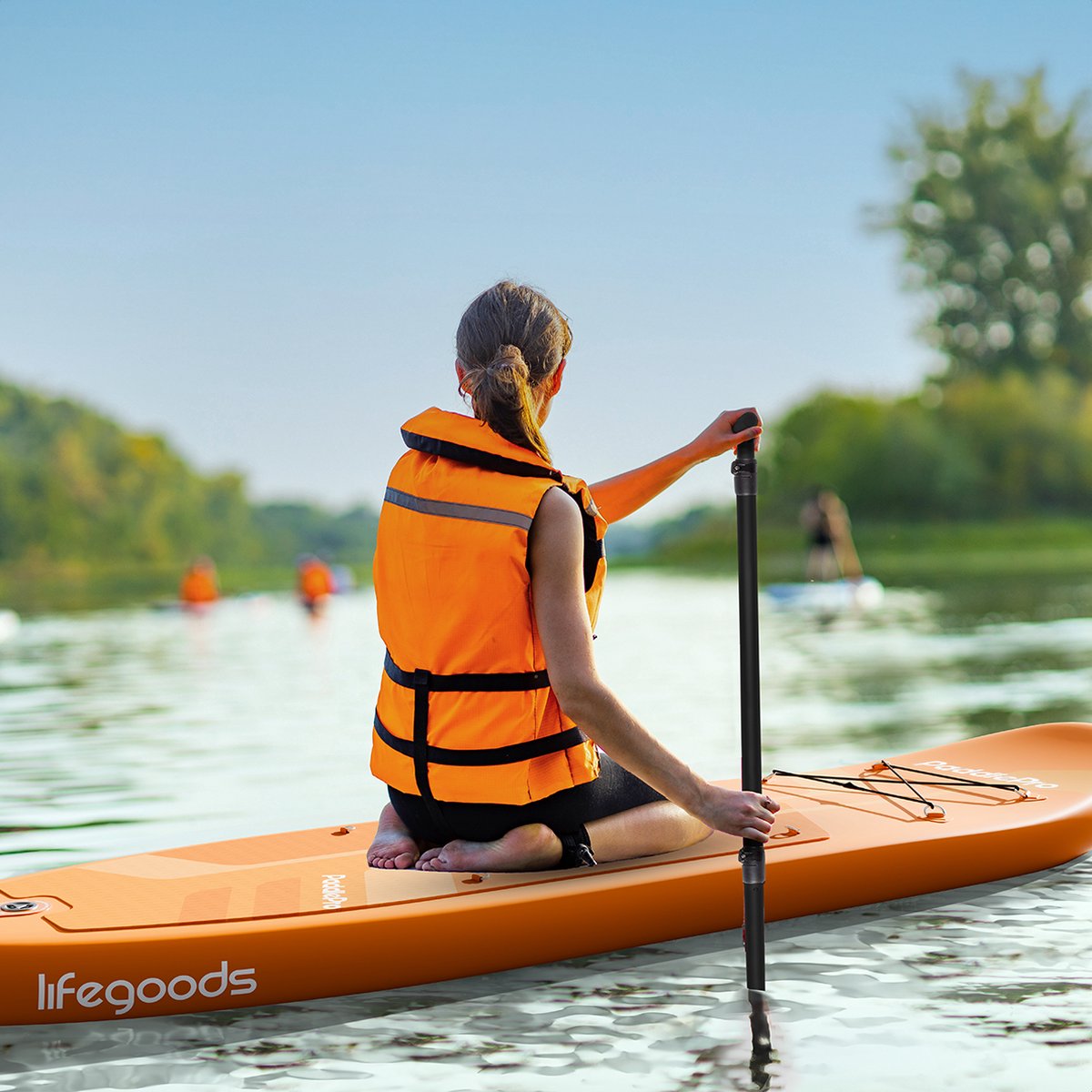 LifeGoods PaddlePro SUP Board - Luxe Set - met Zitje - Opblaasbaar Paddle Board - Max. 150KG - 320x81cm - Oranje – foto 8