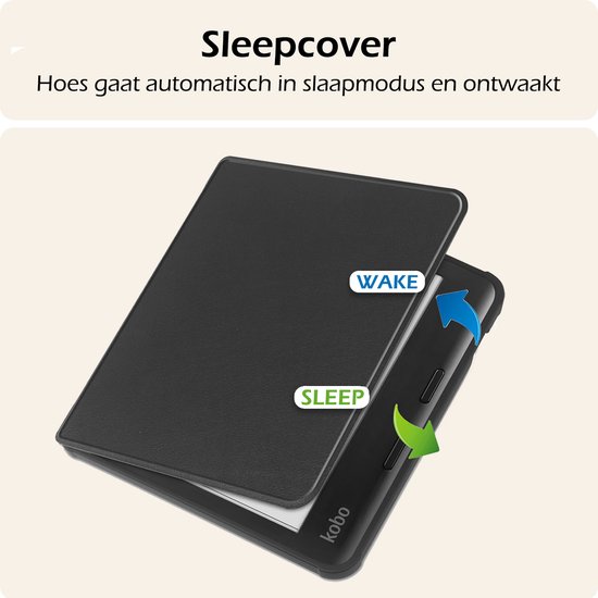 Hoesje Geschikt voor Kobo Libra Colour Hoes Book Case - Hoes Geschikt voor Kobo Libra Colour Hoesje Book Cover Met Screenprotector - Zwart van Hoesje  — afbeelding 3