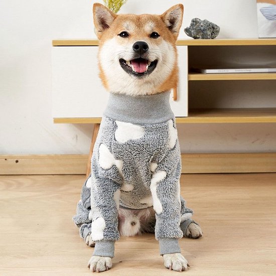 Ranphy Kleine hond streep pyjama winter comfortabel katoen huisdier kleding puppy outfit kat kleding doggy pyjama pyjama shirt yorkie jumpsuit jongens voor zomer herfst grijs maat S