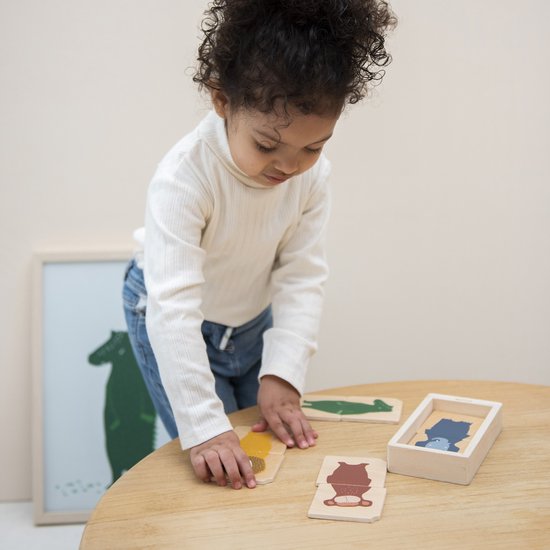 Trixie Puzzle combiné en bois avec animaux - Premier jouet bébé - À partir de 1 an - Éducatif - Pour garçons et filles
