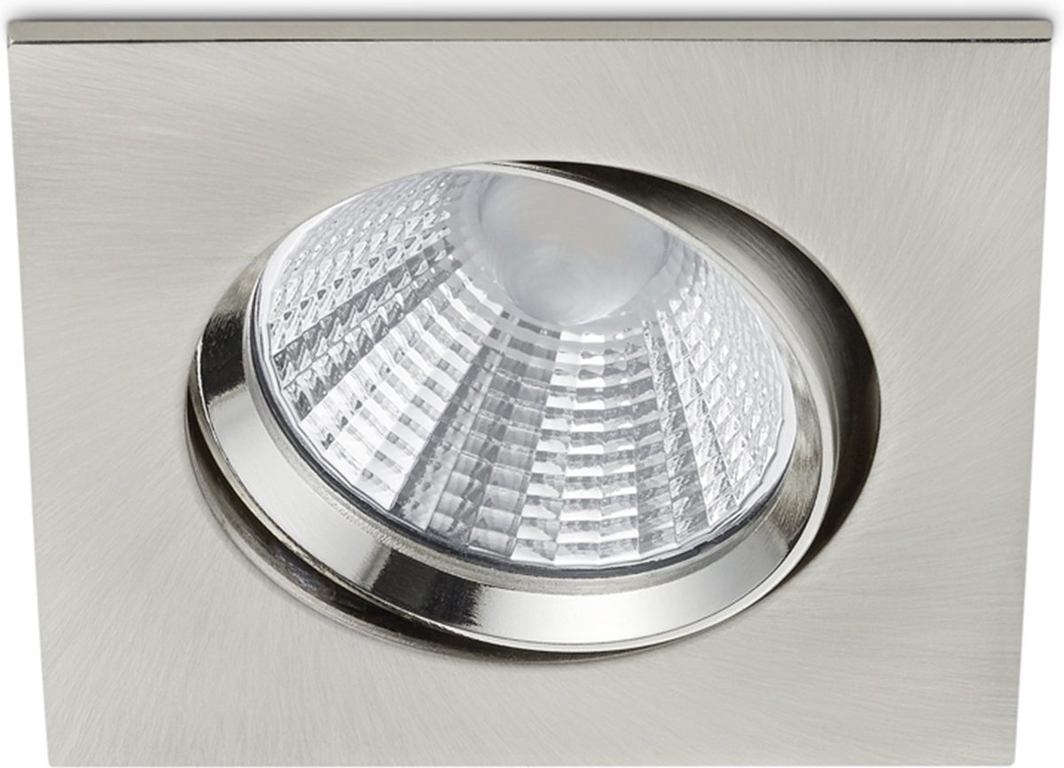 LED Spot - Inbouwspot - Trion Paniro - Vierkant 5W - Dimbaar - Warm Wit 3000K - Mat Nikkel - Aluminium - 80mm