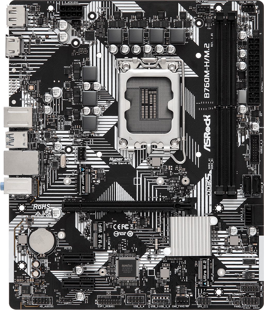 Asrock B760M-H/M.2 Intel B760 Lga 1700 Micro Atx moederbord