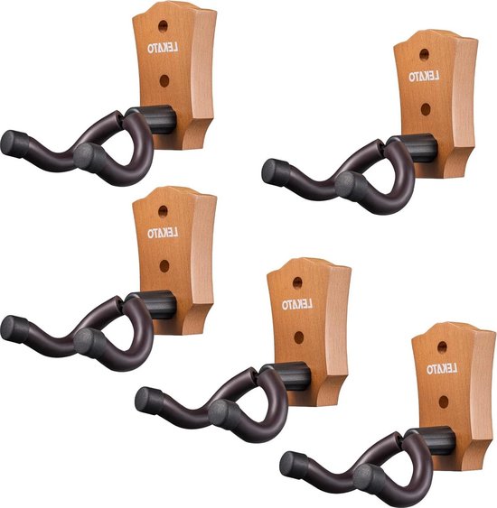 Gitaar Muursteun 4 Pack - Zwart Walnoot voor Efficiënte Opslag Gitaar Muursteun 4 Pack - Zwart Walnoot voor Efficiënte Opslag