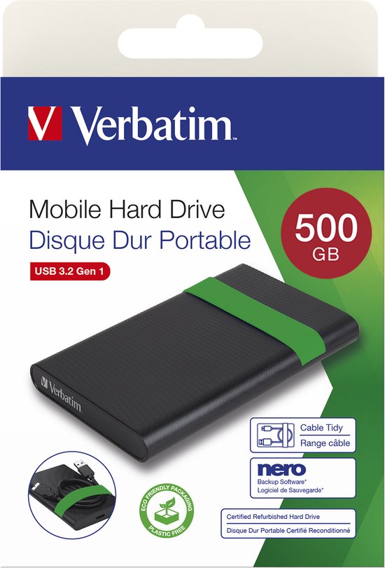 Verbatim Gecertificeerde gereviseerde harde schijf USB 3.2 Gen 1 500GB van Verbatim — afbeelding 3