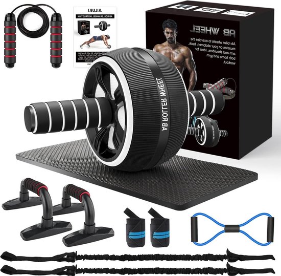 EliteAthlete AB Roller buikspiertrainer - Sixpack trainer - buikroller buikwegtrainer buiktrainer - AB Wheel incl. gewatteerde kniemat